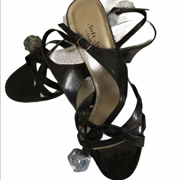 Black Patent Strappy Sandals Sz 10 - Picture 1 of 4